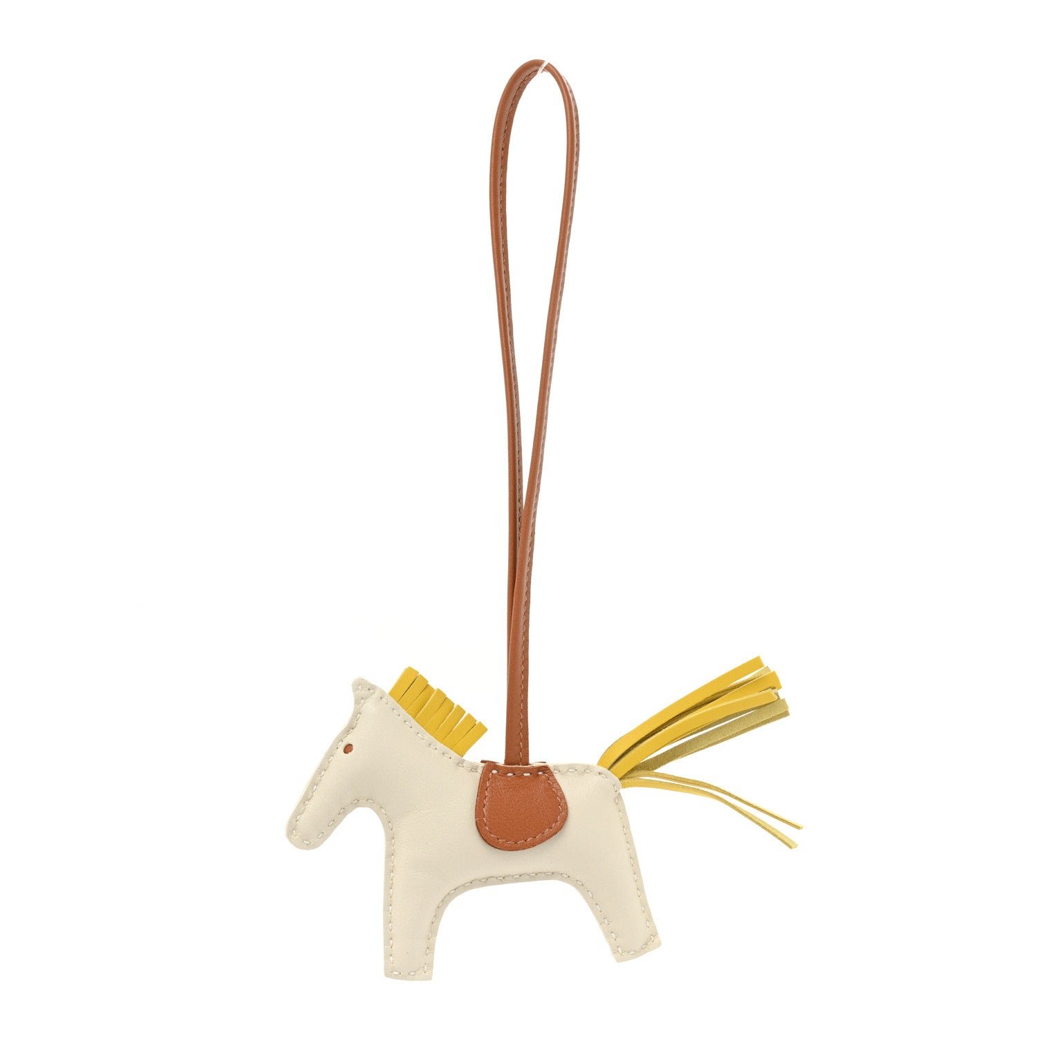 Hermes Milo Lambskin Grigri Rodeo Horse Bag Charm PM Craie Gold Jaune De Naples