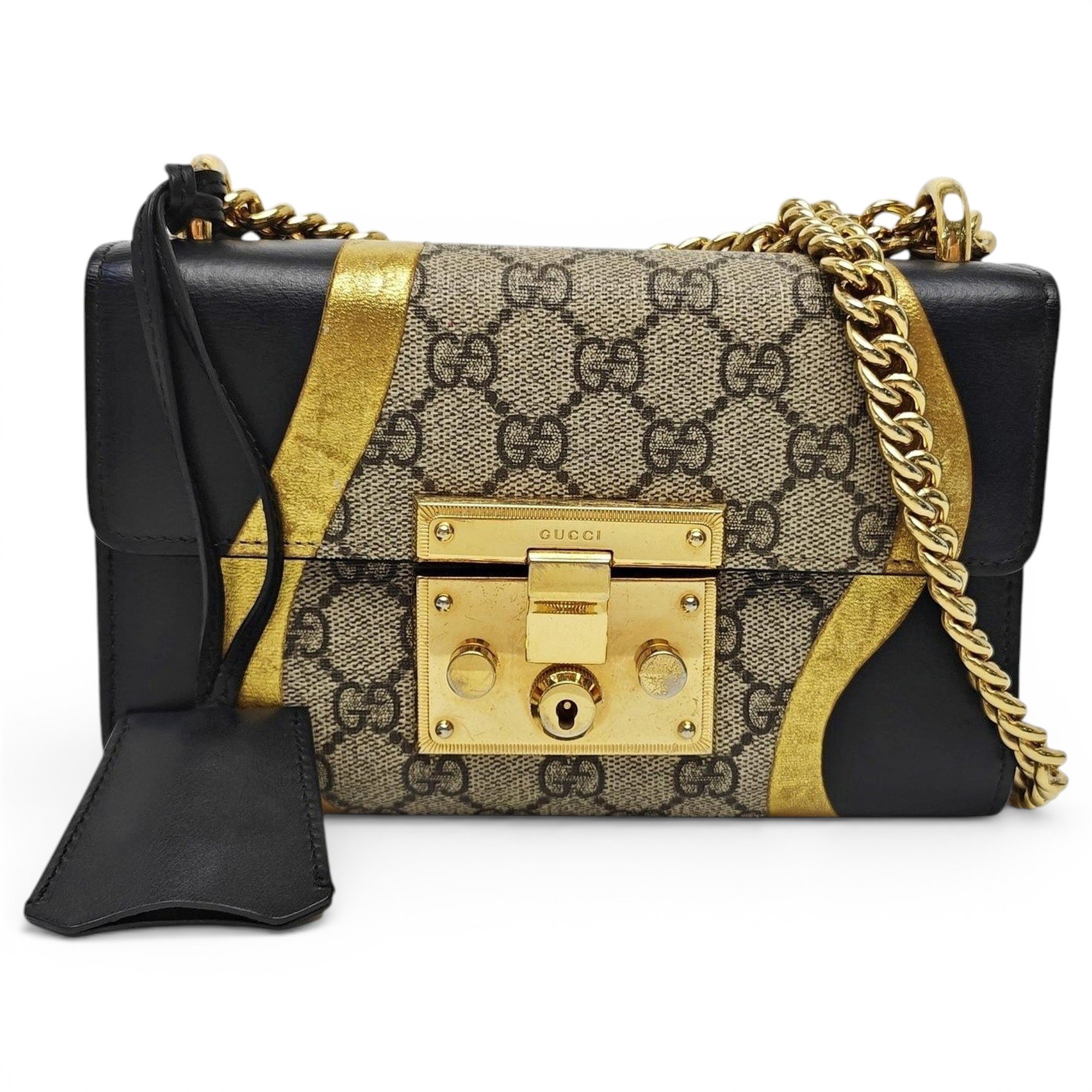 Padlock leather handbag