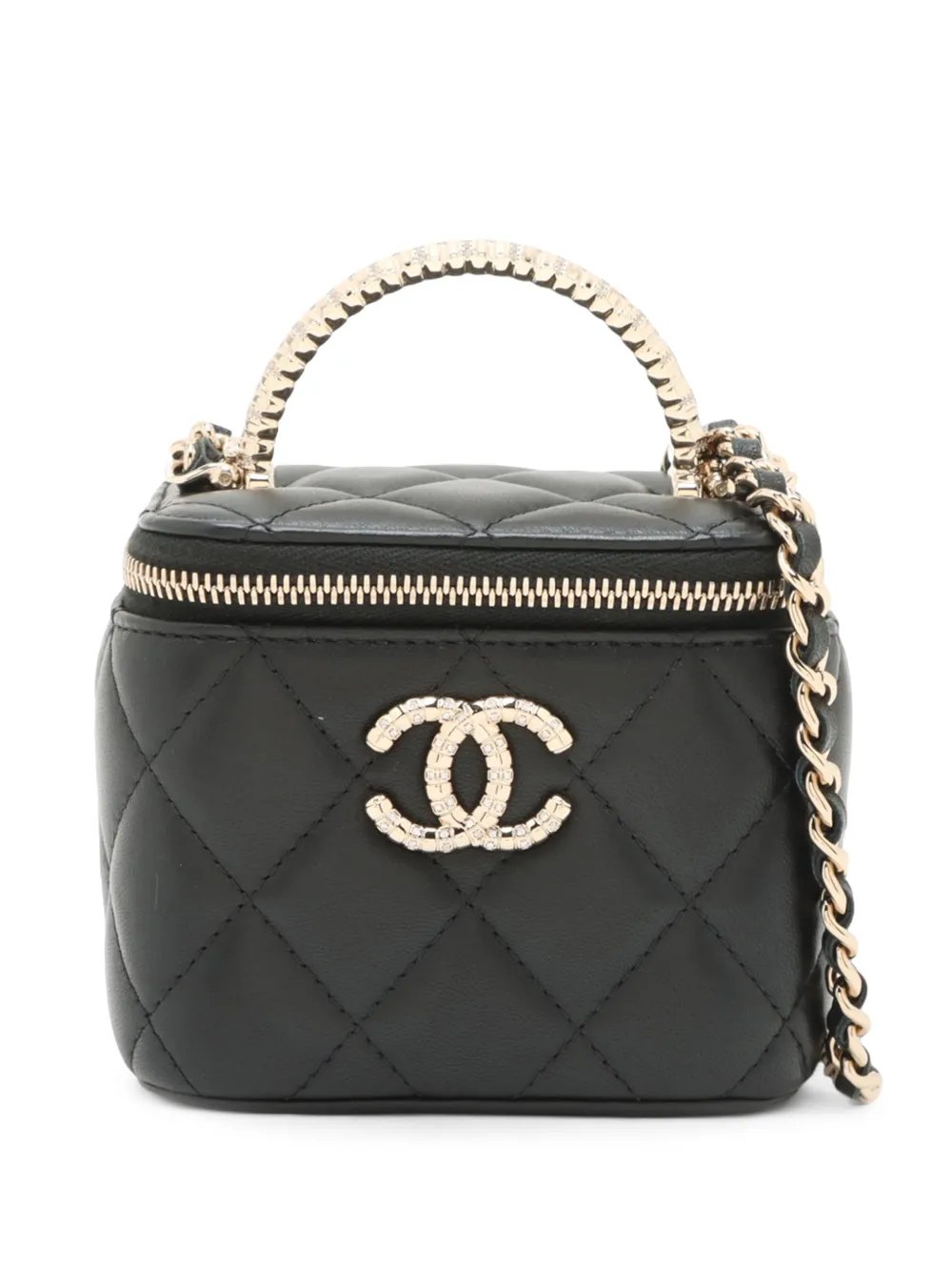 2021-2026 CC Quilted Lambskin Top Handle Vanity Case satchel