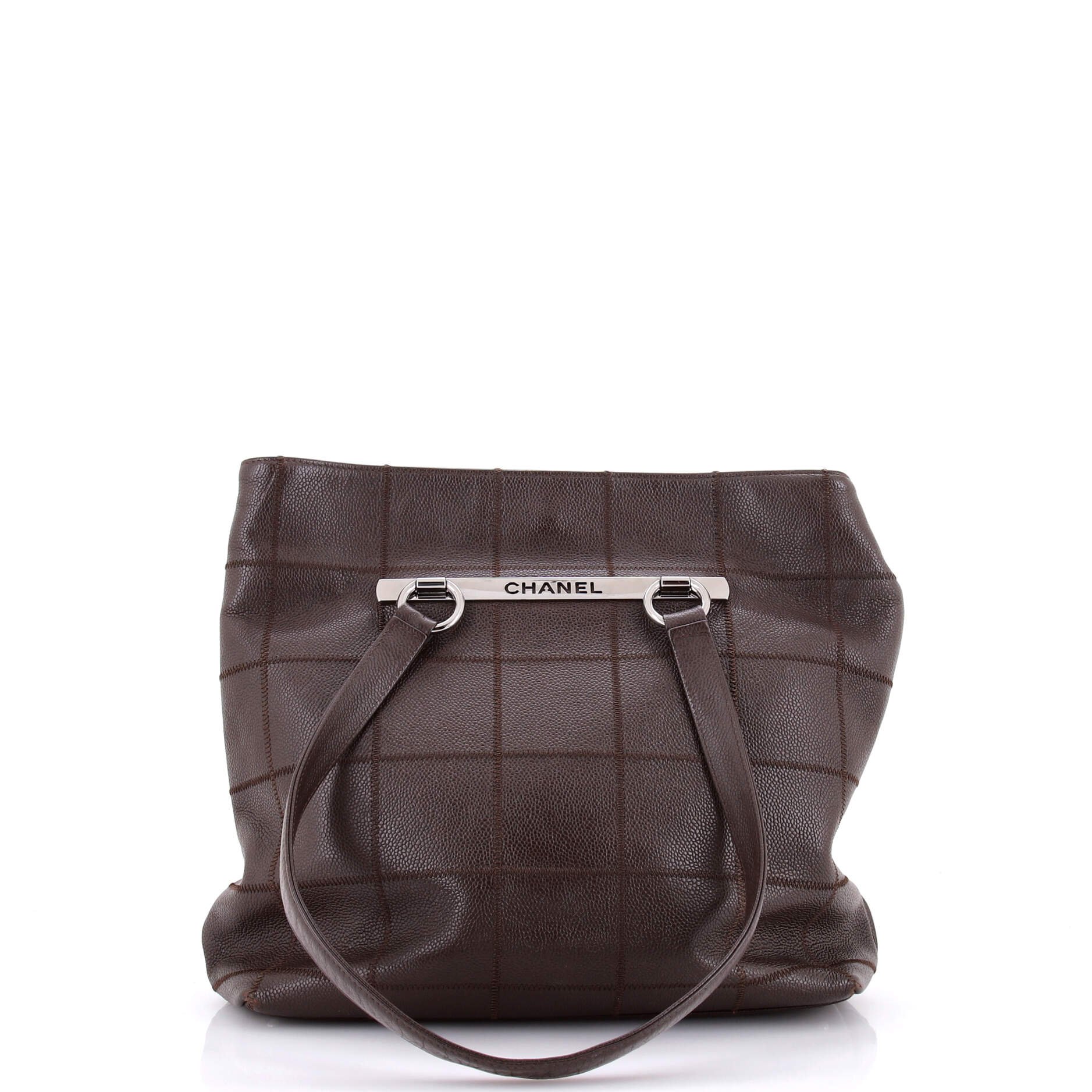 Square Stitch Tote Caviar Medium