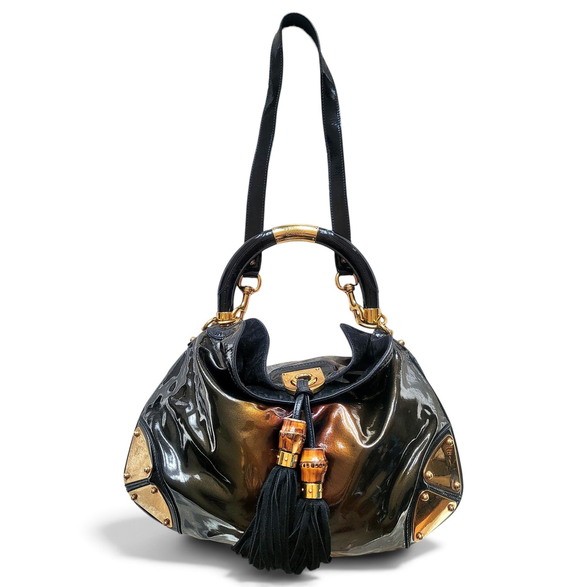 Indy patent leather handbag