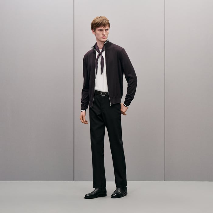 Prunoir "Rayures & Twist" Zipped Jacket
