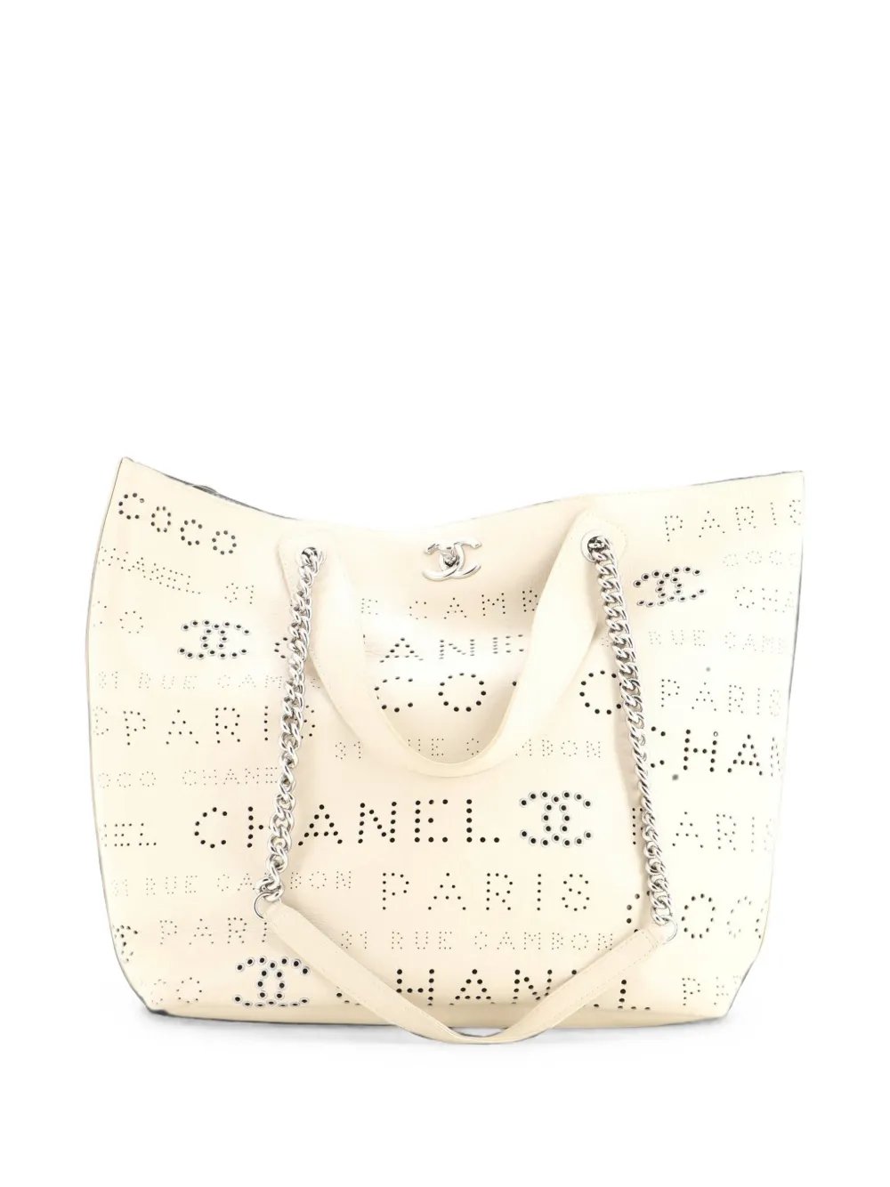 Logo Eyelets Shopping Perforated Calfskin Medium tote bag
