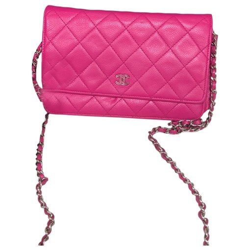 Trendy CC Wallet on Chain leather handbag