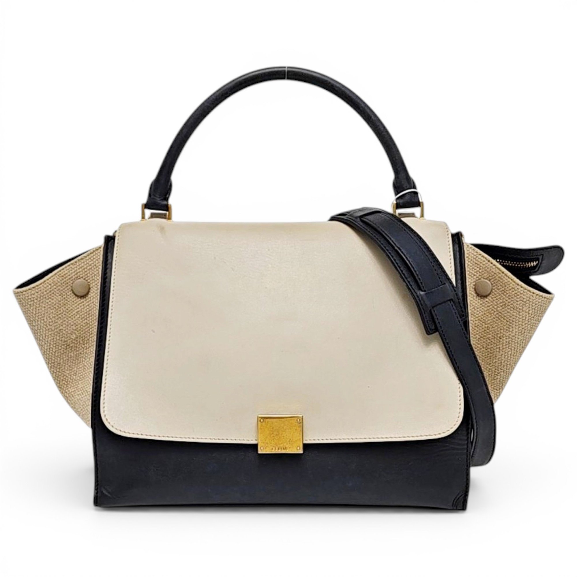 Trapèze leather handbag