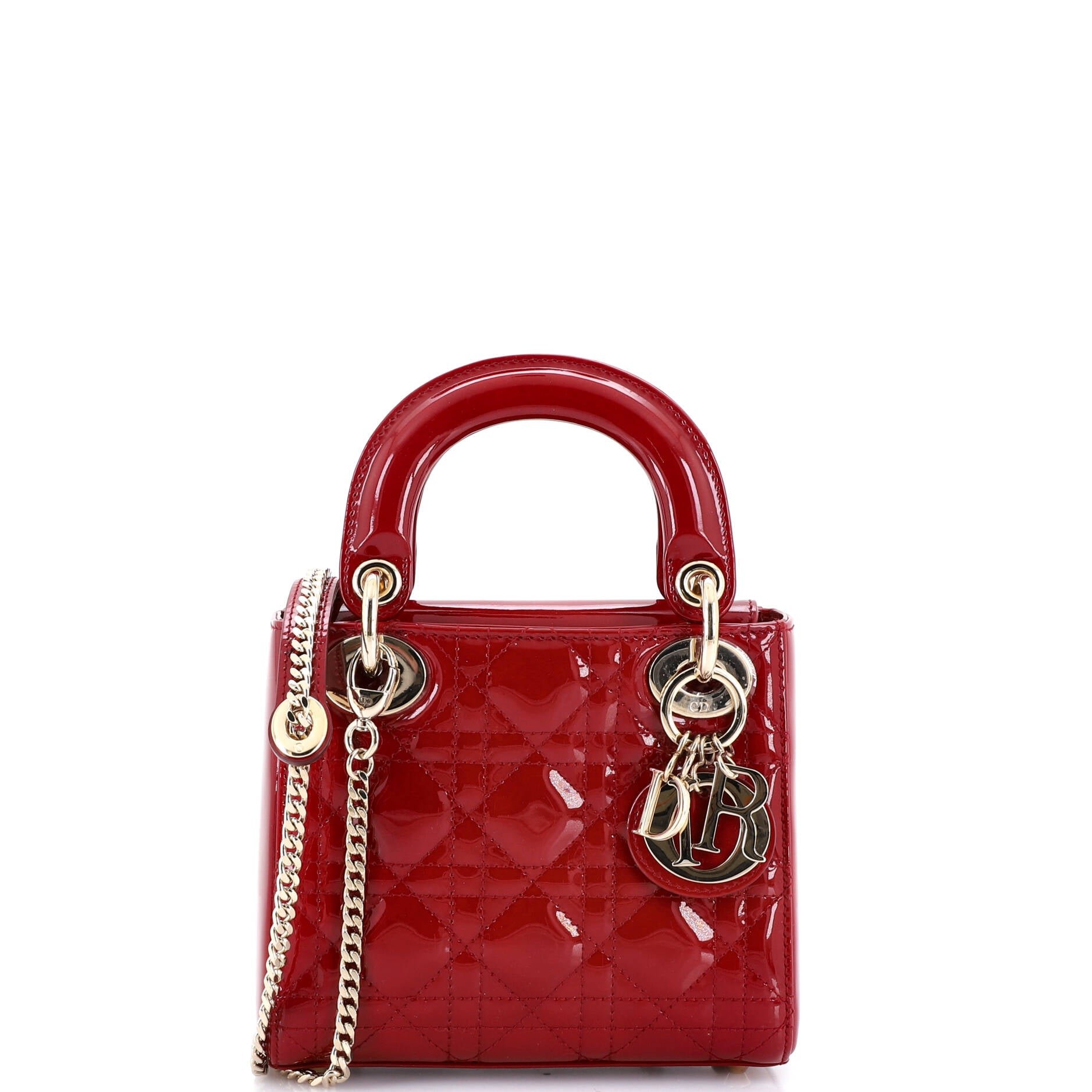 Lady Dior Chain Bag Cannage Quilt Patent Mini