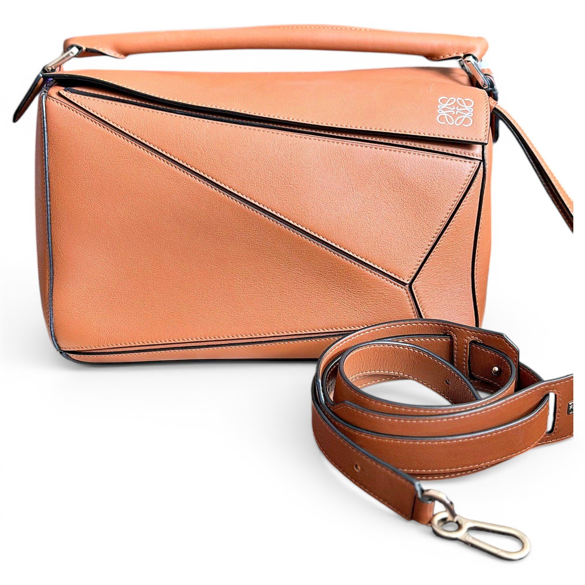 Puzzle leather handbag