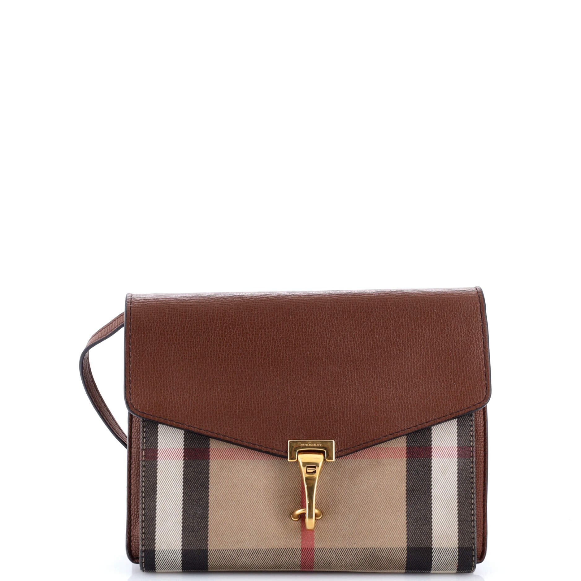 Burberry Macken Crossbody Bag Leather and House Check Canvas Small