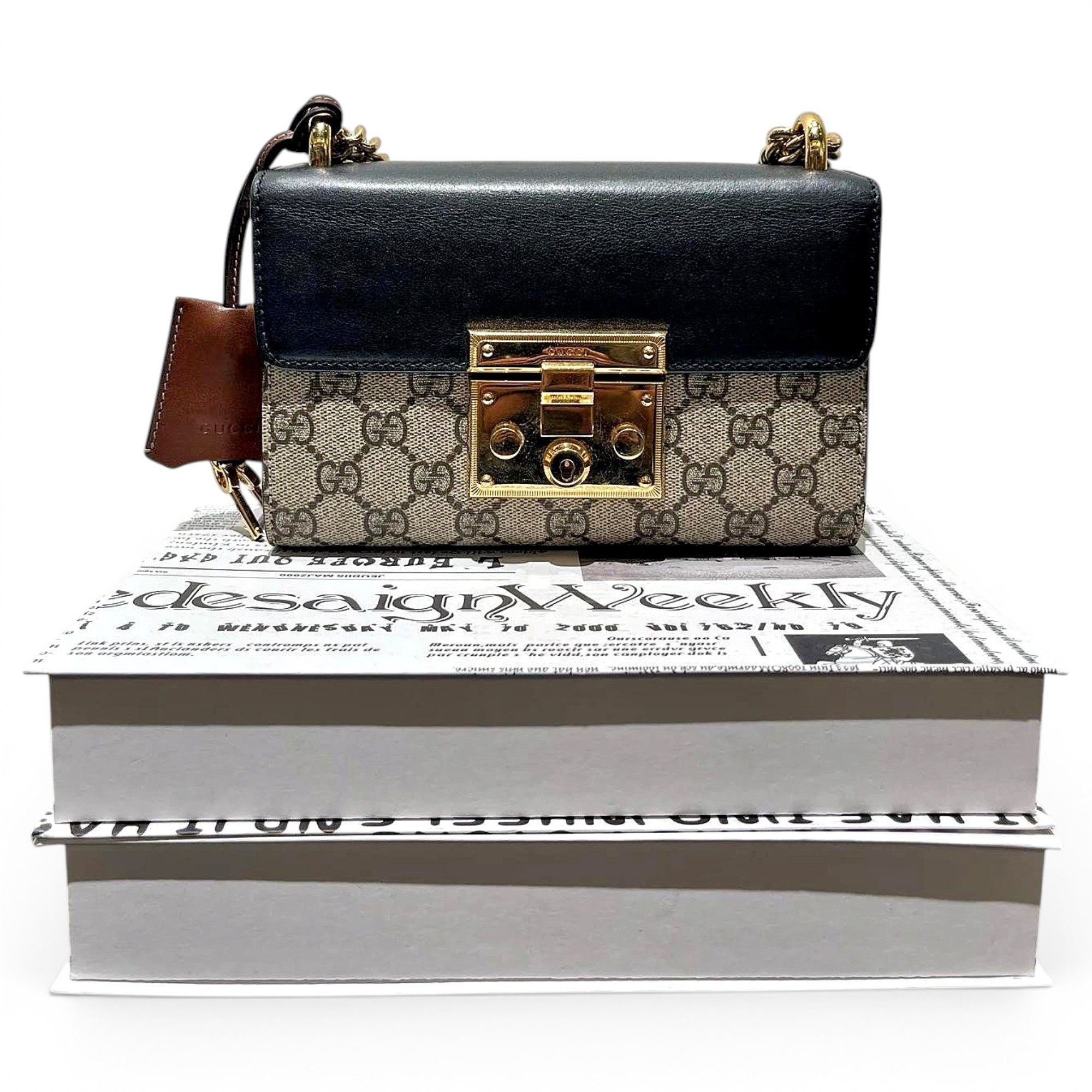 Padlock leather handbag