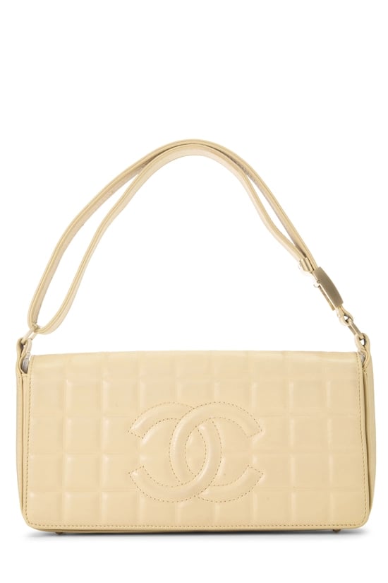 Beige Leather Chocolate Bar Shoulder Bag