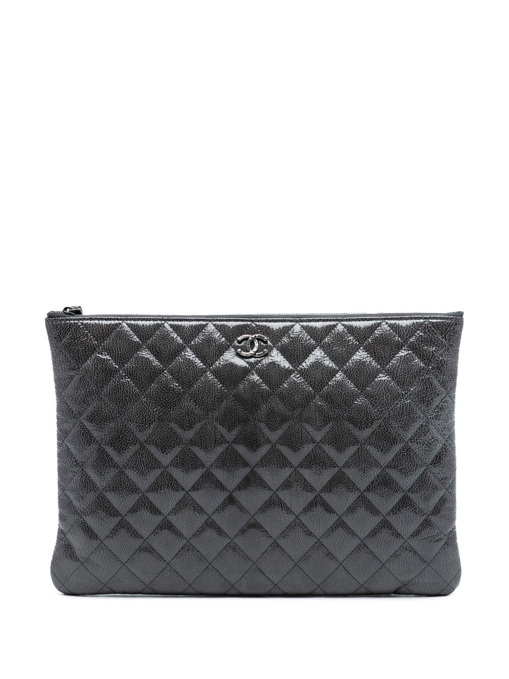 2014 Large Quilted Iridescent Patent O Case clutch bag