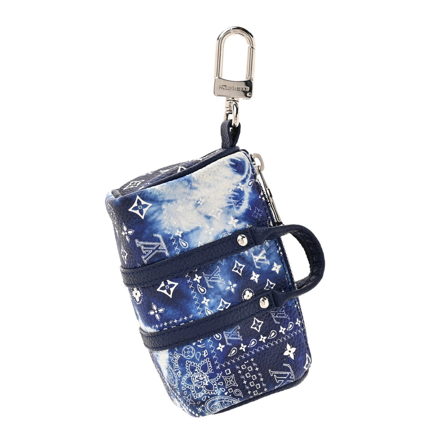 Louis Vuitton Monogram Bandana Mini Keepall Bag Charm Key Holder Blue
