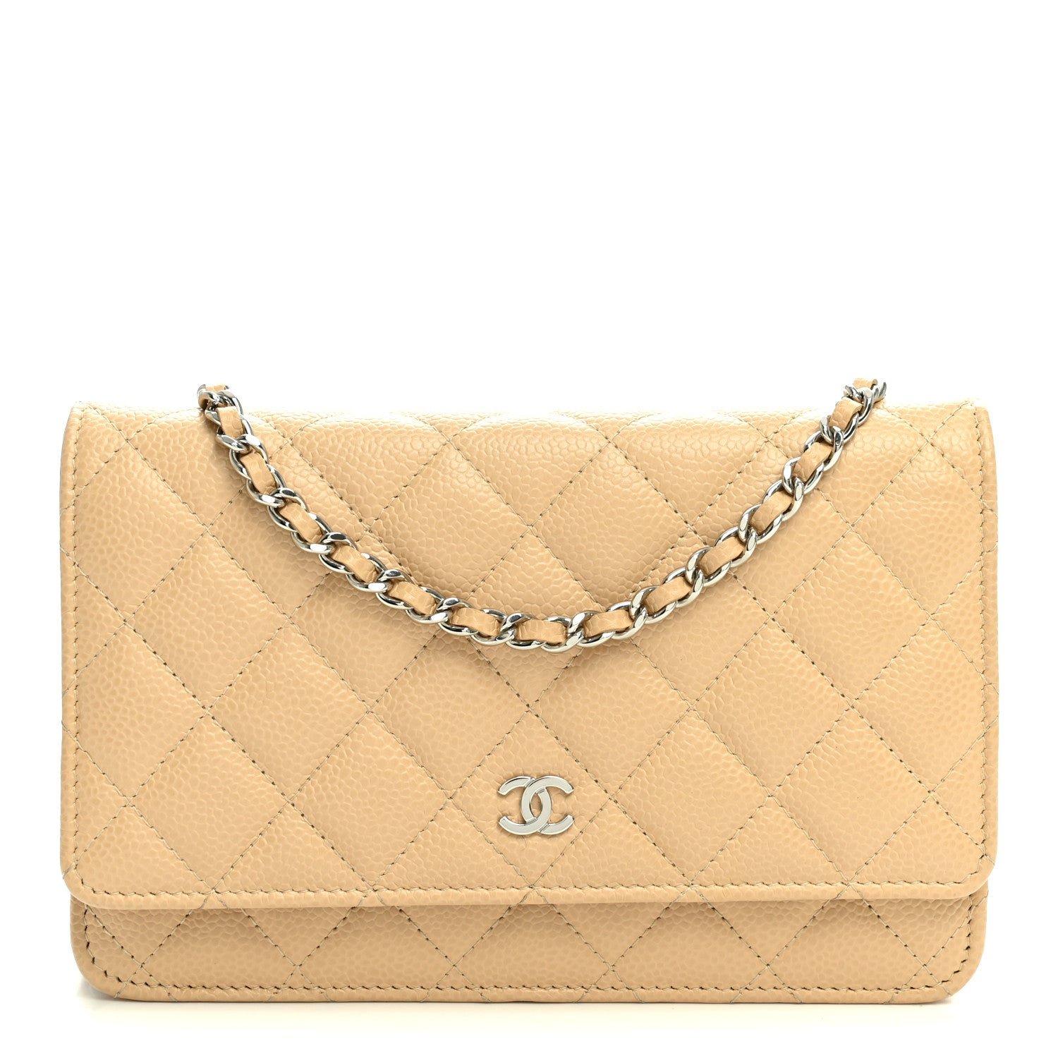 Chanel Caviar Quilted Wallet on Chain WOC Beige