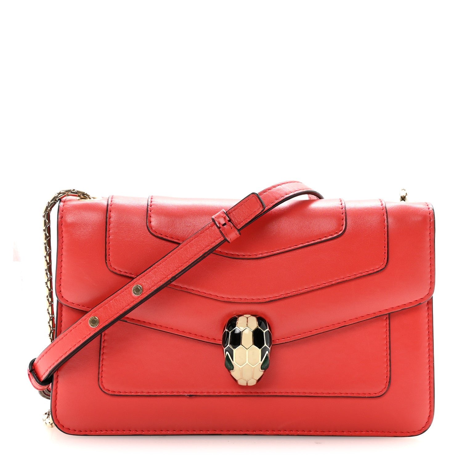 Bulgari Calfskin Serpenti Forever Crossbody Bag Red