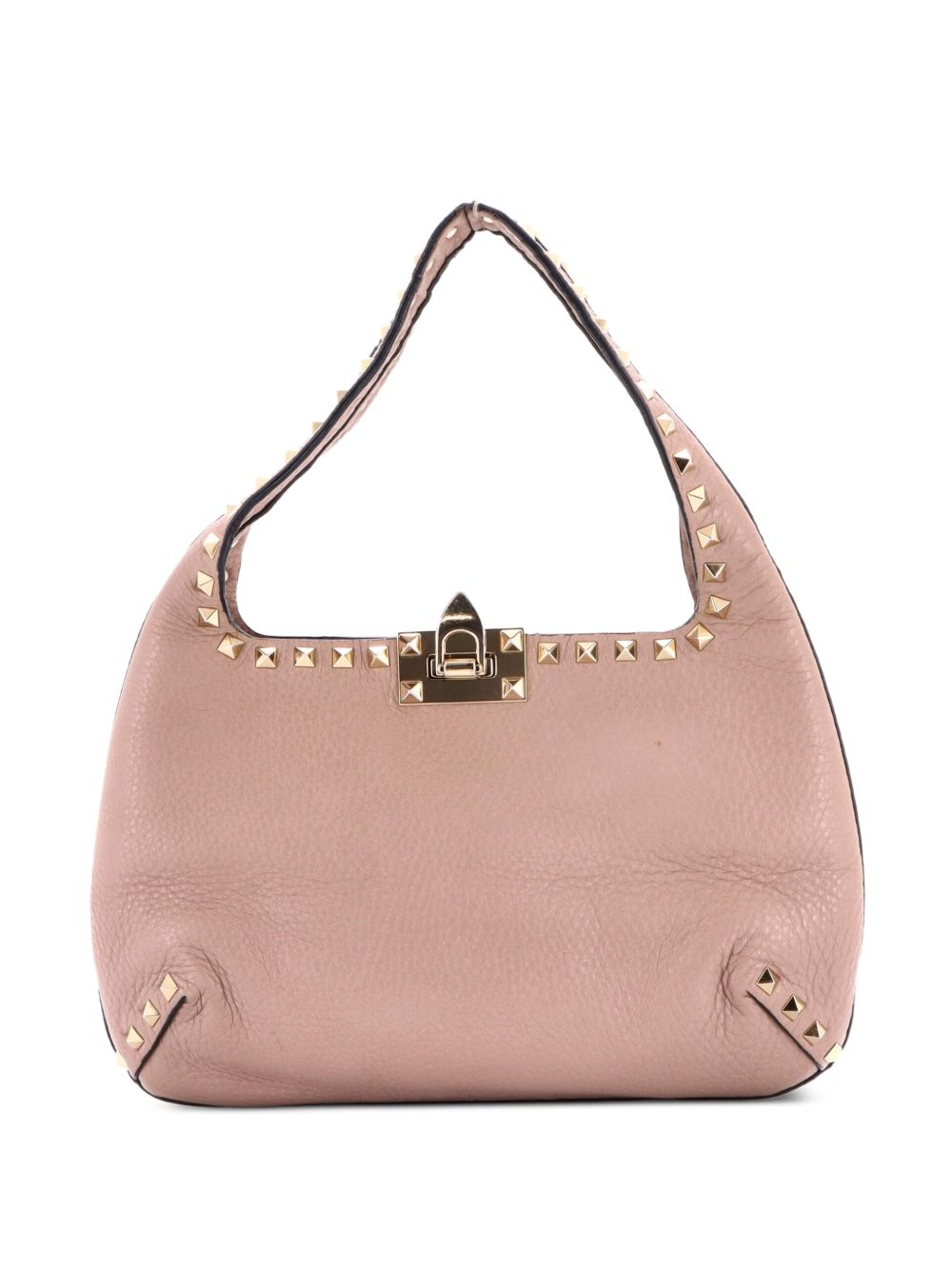 Rockstud Flip Lock Leather Small hobo bag
