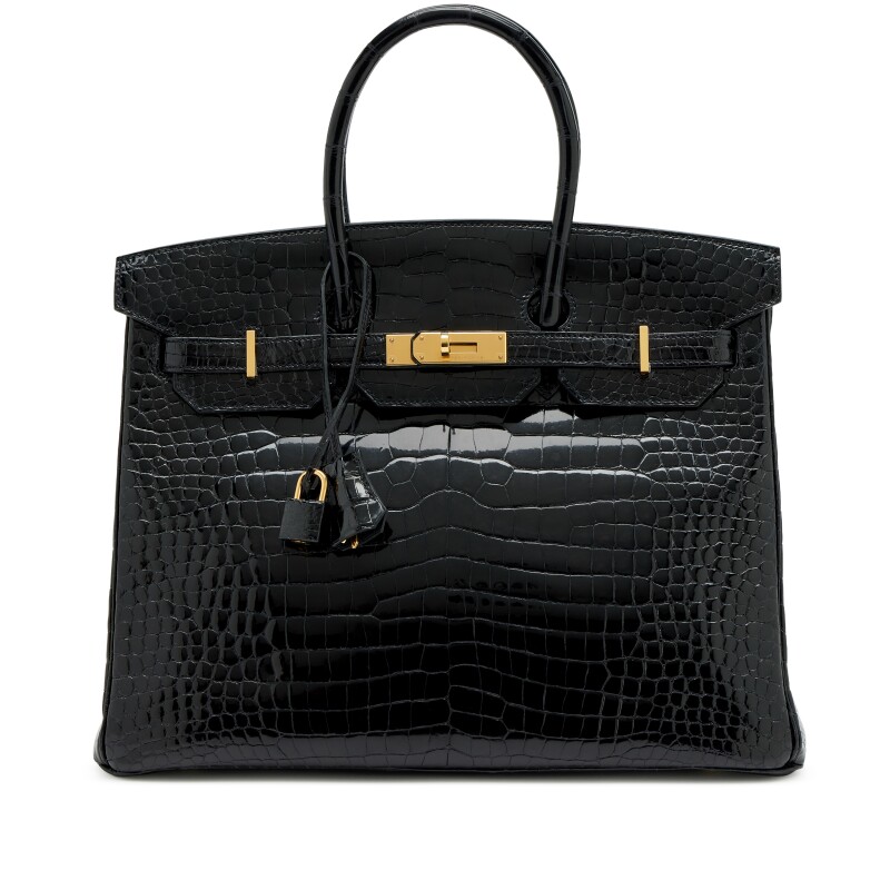 Black Shiny Porosus Crocodile Birkin 35 Gold Hardware, 2013