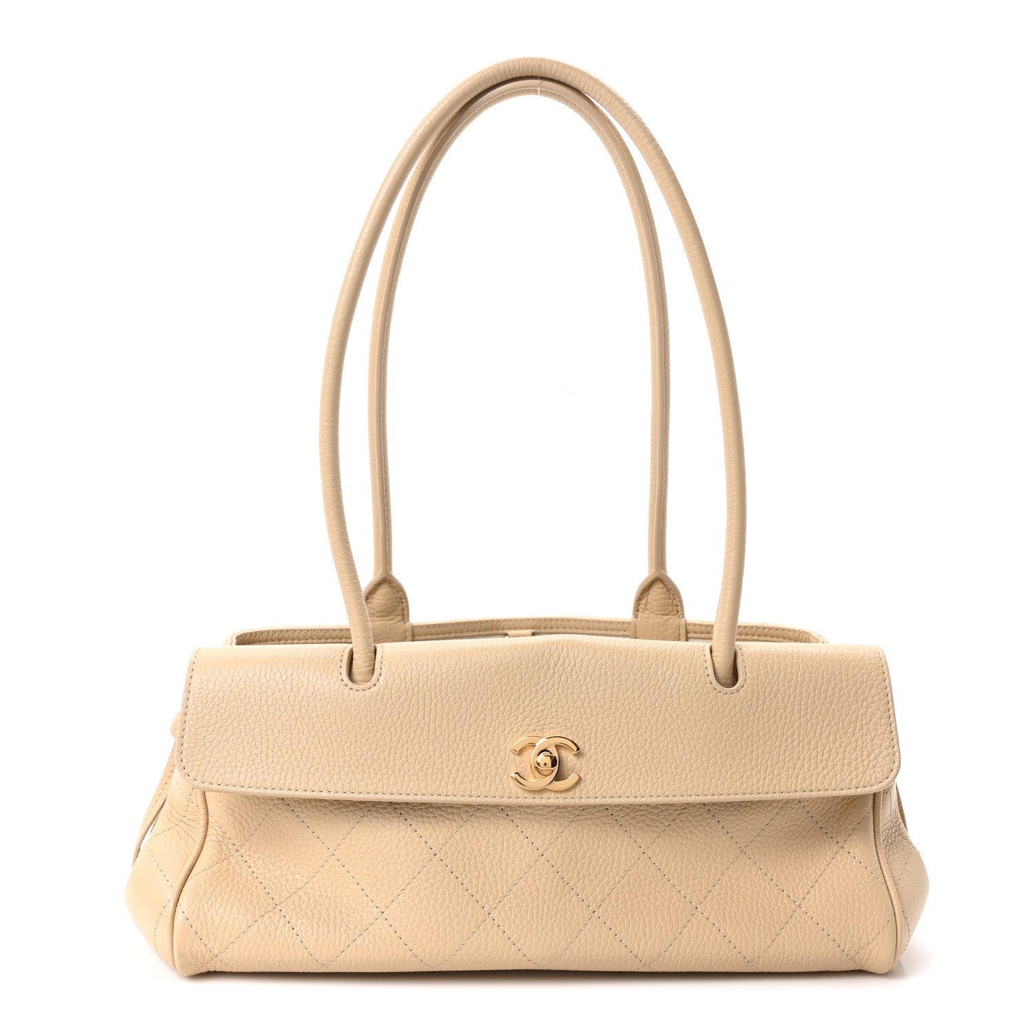 Chanel Grained Calfskin Stitched Urban Essentials Small Shopping Bag Beige