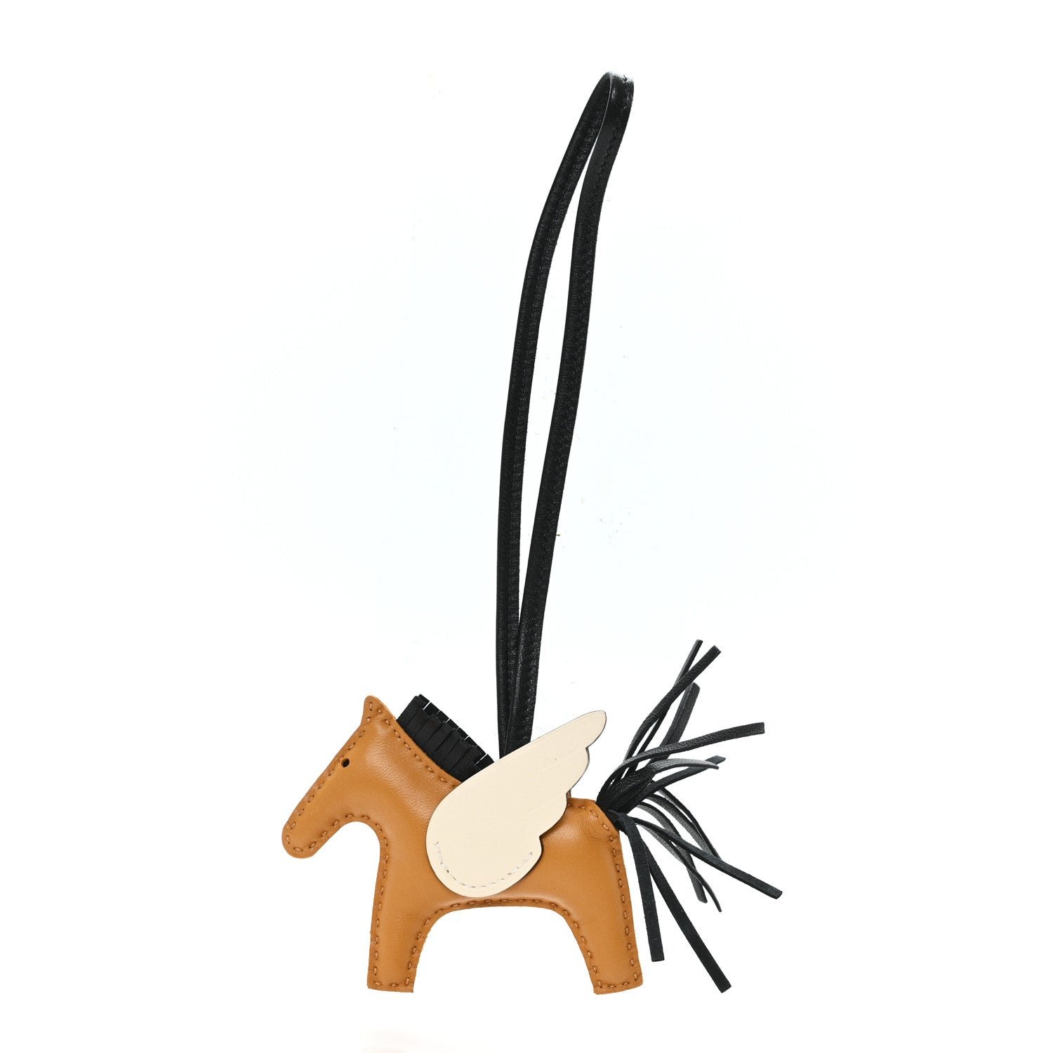 Hermes Milo Lambskin Grigri Rodeo Pegase Horse Bag Charm PM Sesame Black Nata