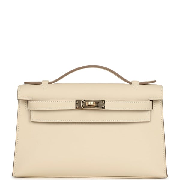Hermes Hermes Kelly Pochette Craie Swift Permabrass Hardware