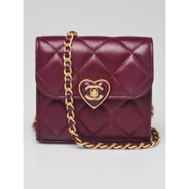 Chanel Chanel Violet Quilted Lambskin Leather Clutch with Chain Heart Crossbody Bag