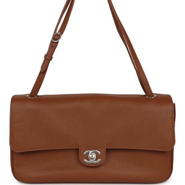 Chanel Maxi "Souplissimo" Small Flap Bag Camel Grained Calfskin Silver Hardware