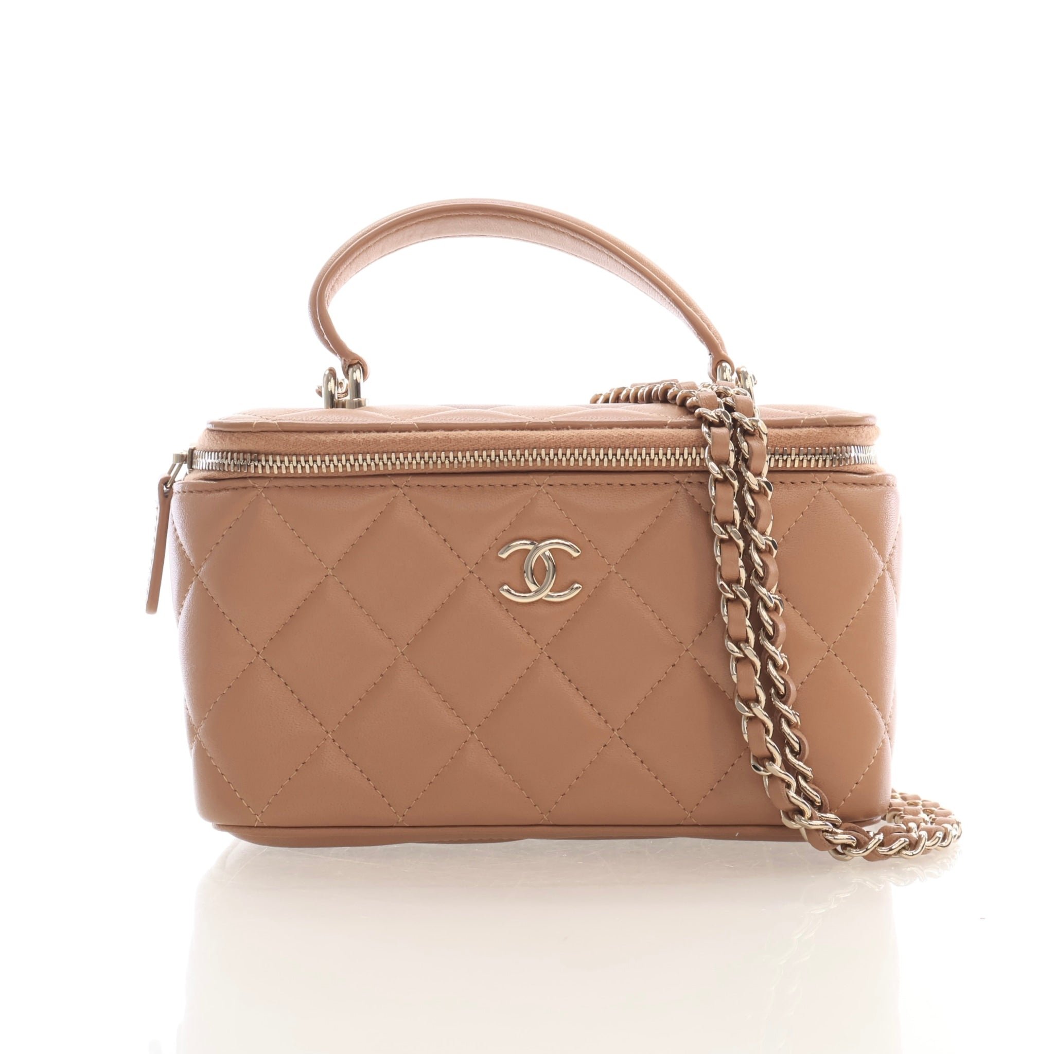 Chanel Small Lambskin Vanity Top Handle With Chain