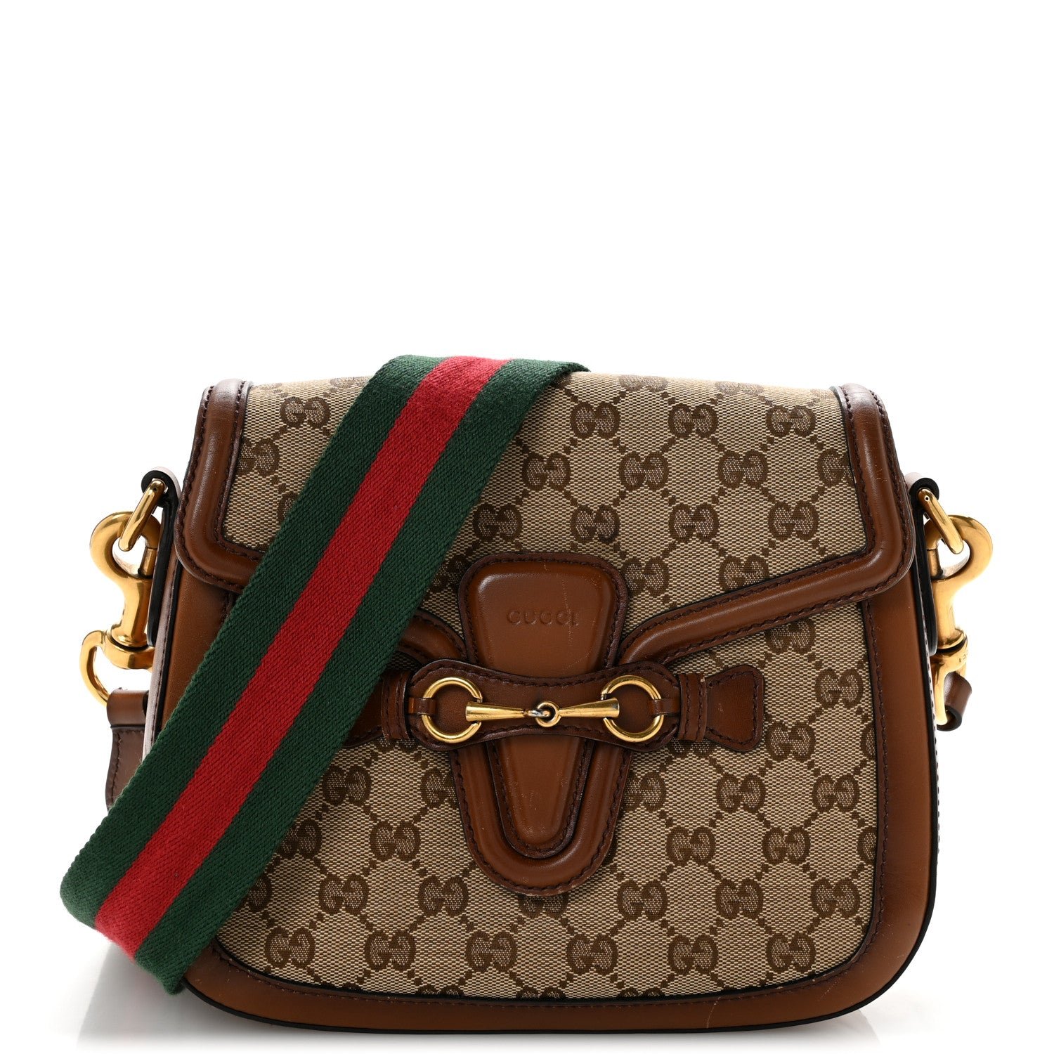 Gucci Monogram Medium Lady Web Shoulder Bag Beige Cuir