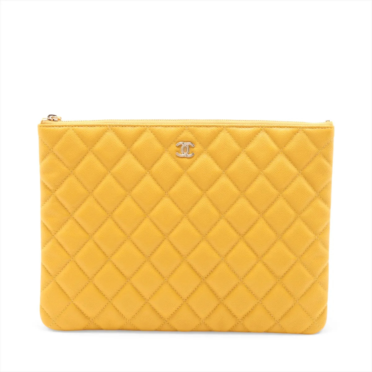 Chanel Matelasse Caviar Skin Clutch bag Yellow Gold Metal Fittings 26XXXXXX A825
