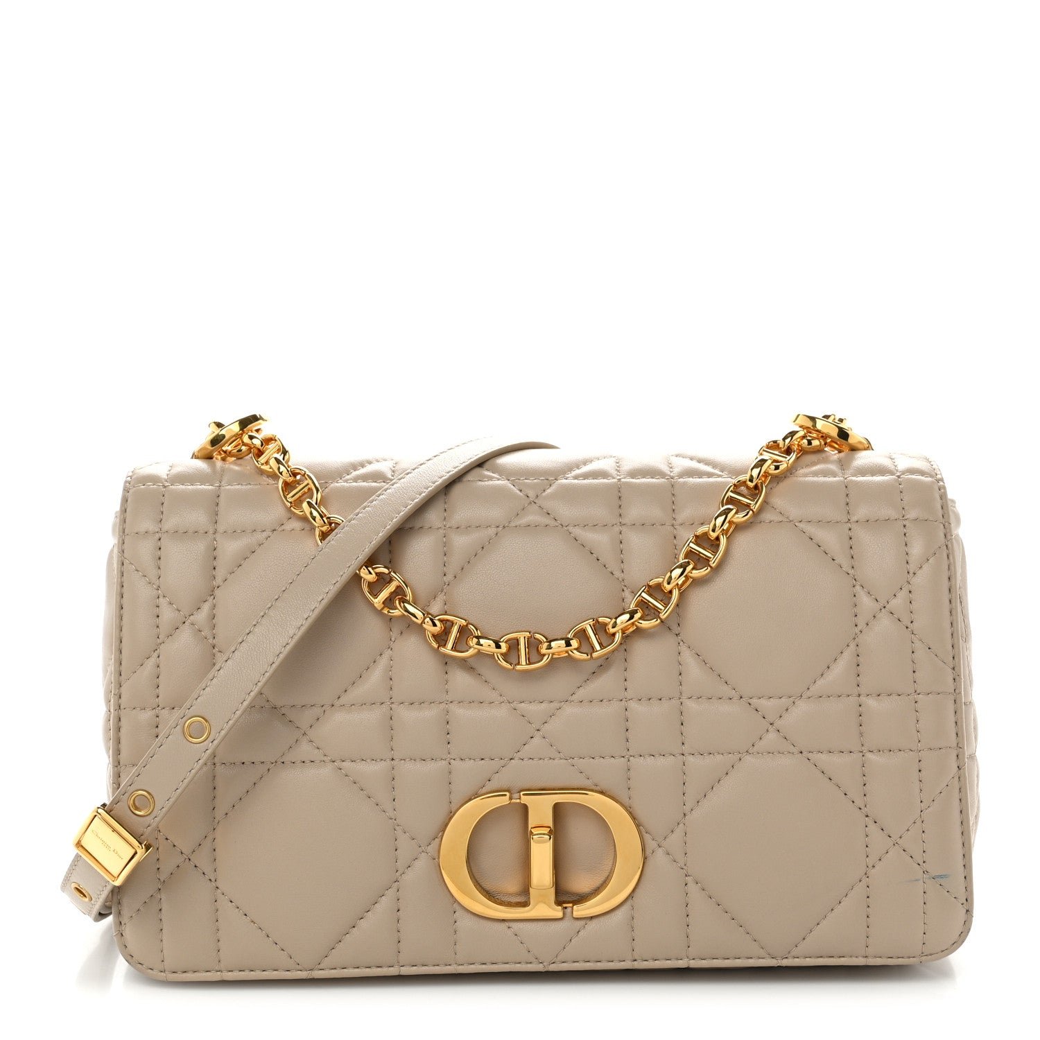 Christian Dior Calfskin Macrocannage Medium Caro Bag Sand