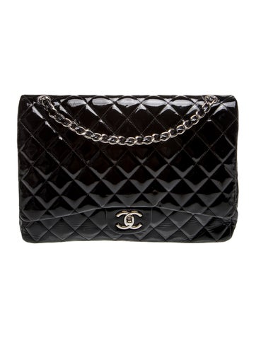 Quilted Patent Maxi Double Flap Bag