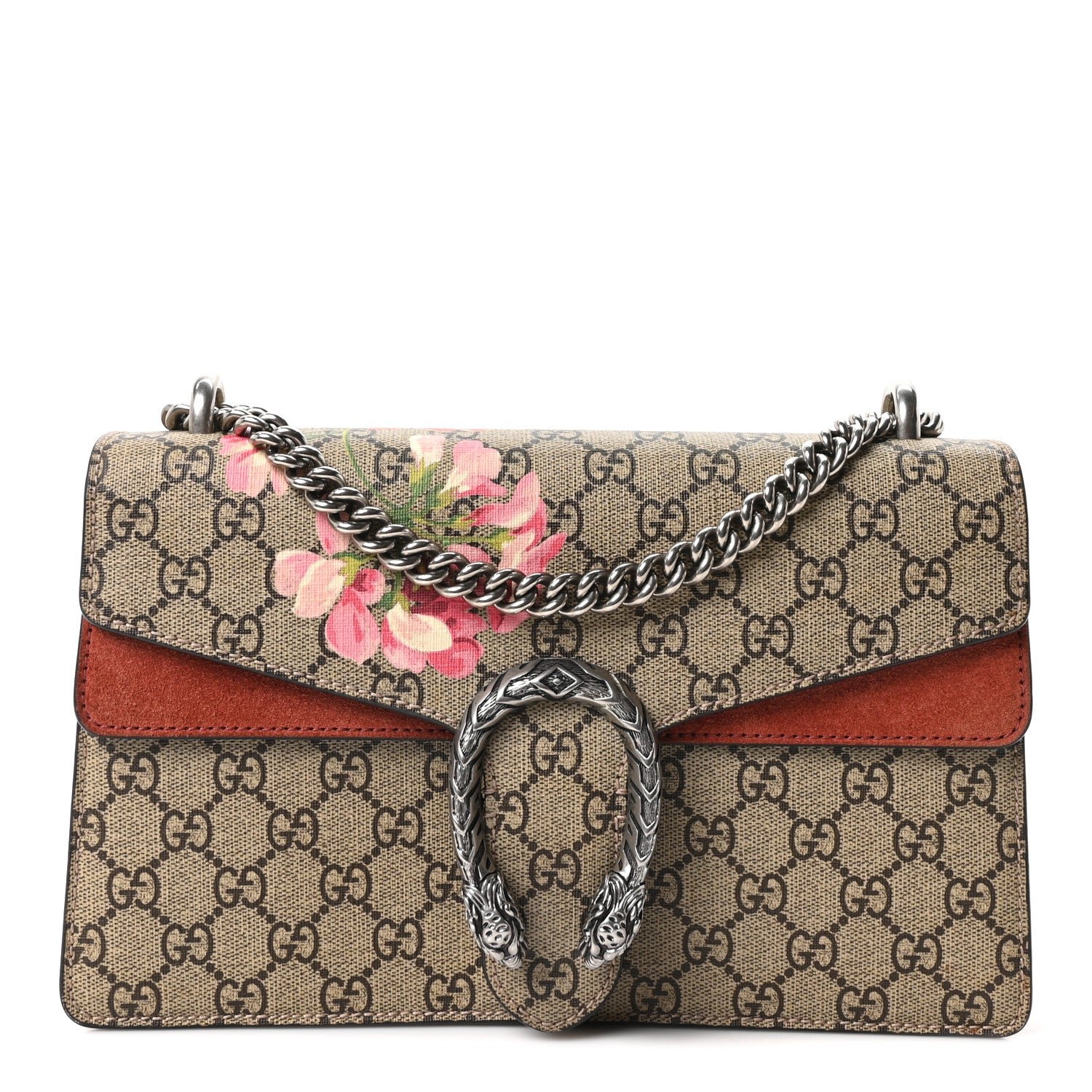 Gucci GG Supreme Monogram Blooms Small Dionysus Shoulder Bag Beige Multicolor Dry Rose