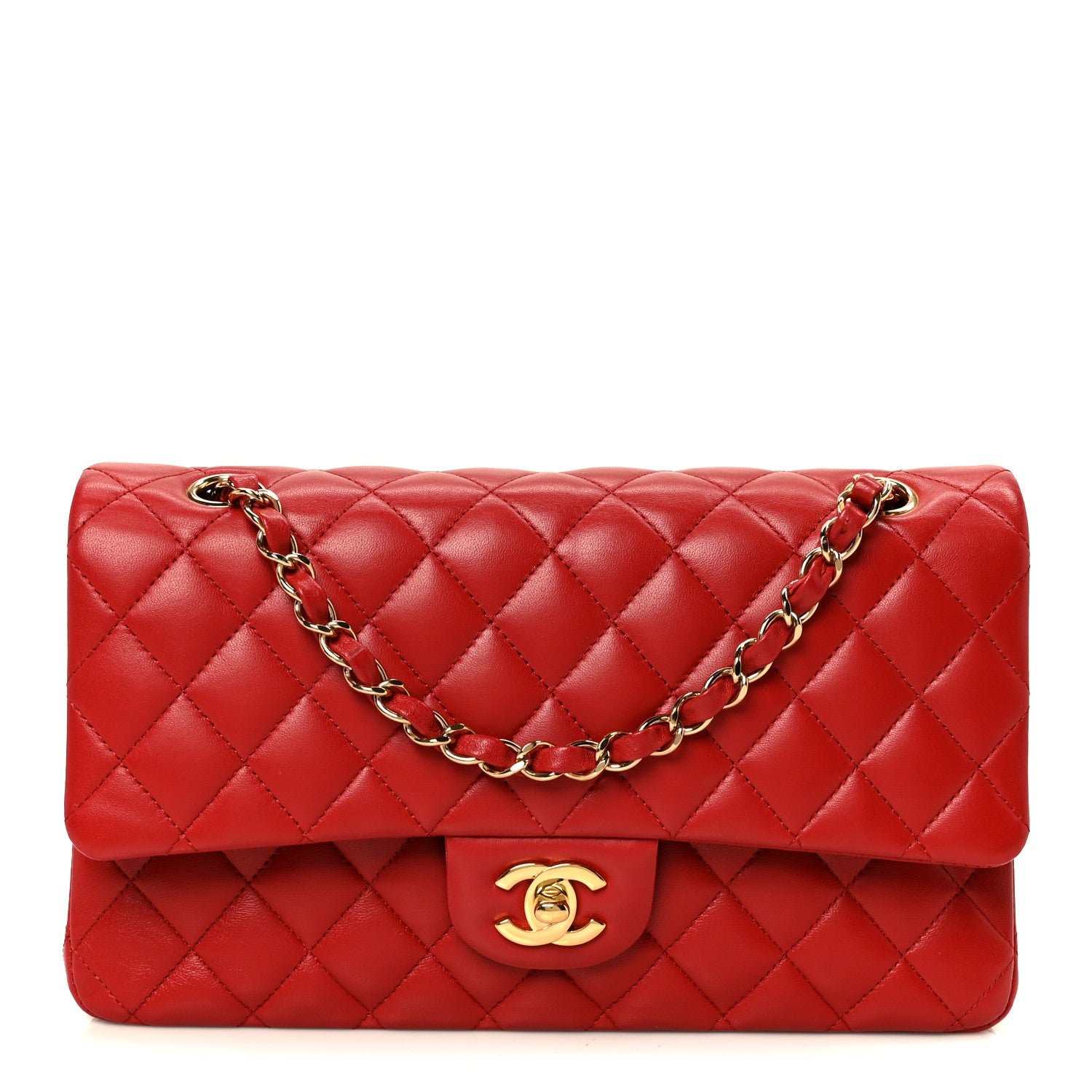 Chanel Lambskin Quilted Medium Double Flap Red