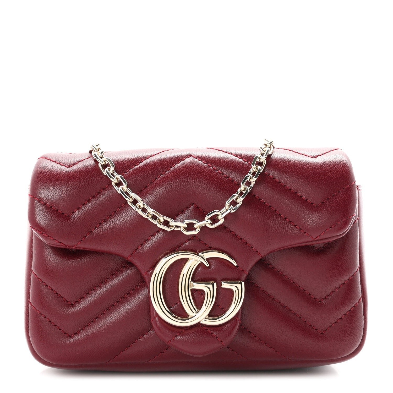 Lambskin Matelasse Mini GG Marmont Shoulder Bag Rosso Ancora