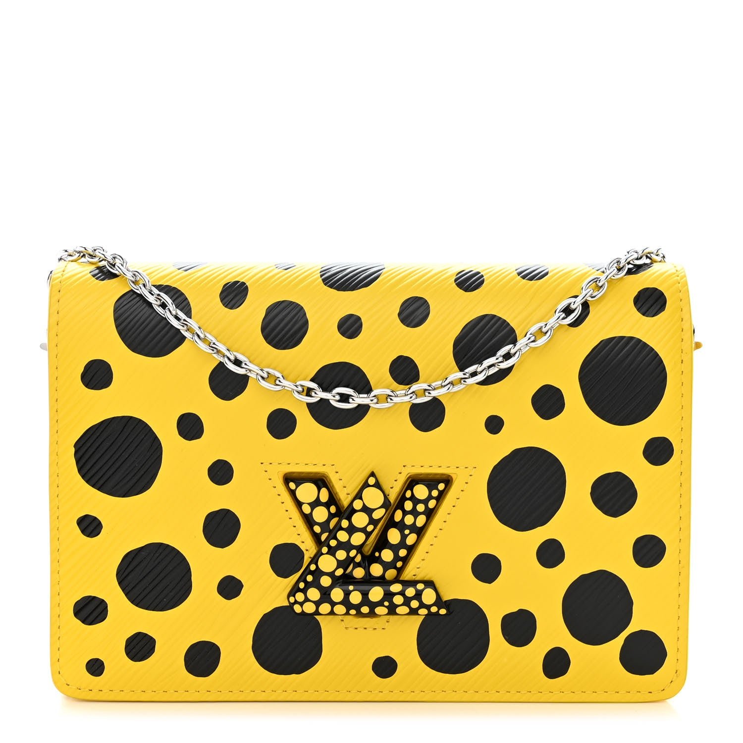 Louis Vuitton LV x YK Epi Infinity Dots Twist Belt Chain Wallet Yellow Black