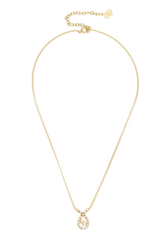 Gold Crystal 'CD' Necklace