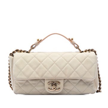 Calf Leather Medium CC Quilted Caviar Chic Flap