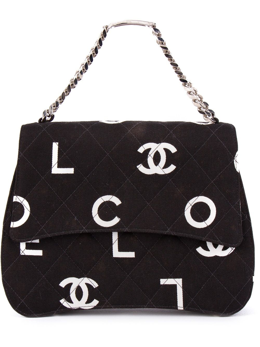 Chanel logo print quilted tote