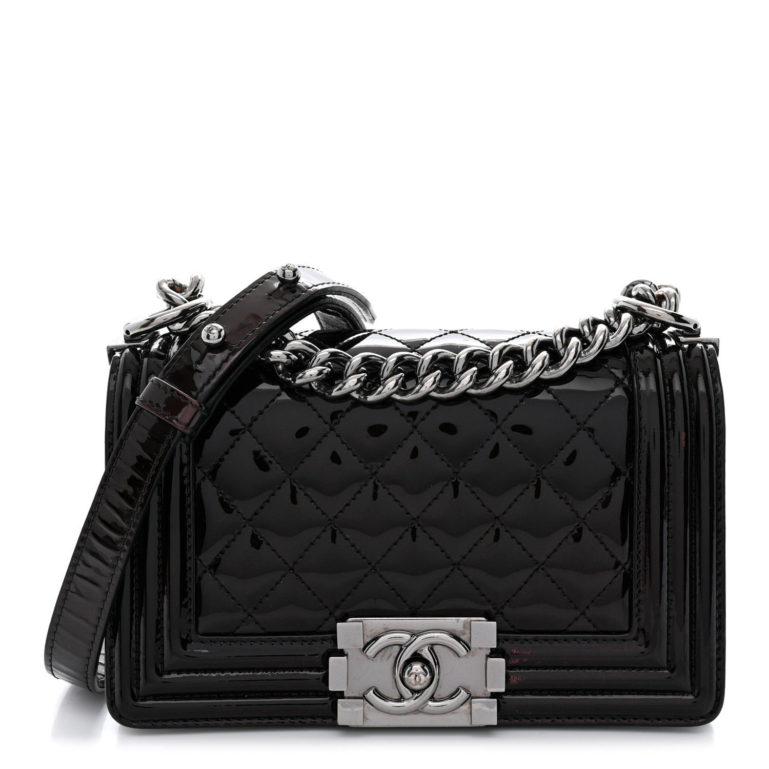 Chanel Patent Calfskin Quilted Small Boy Flap Burgundy