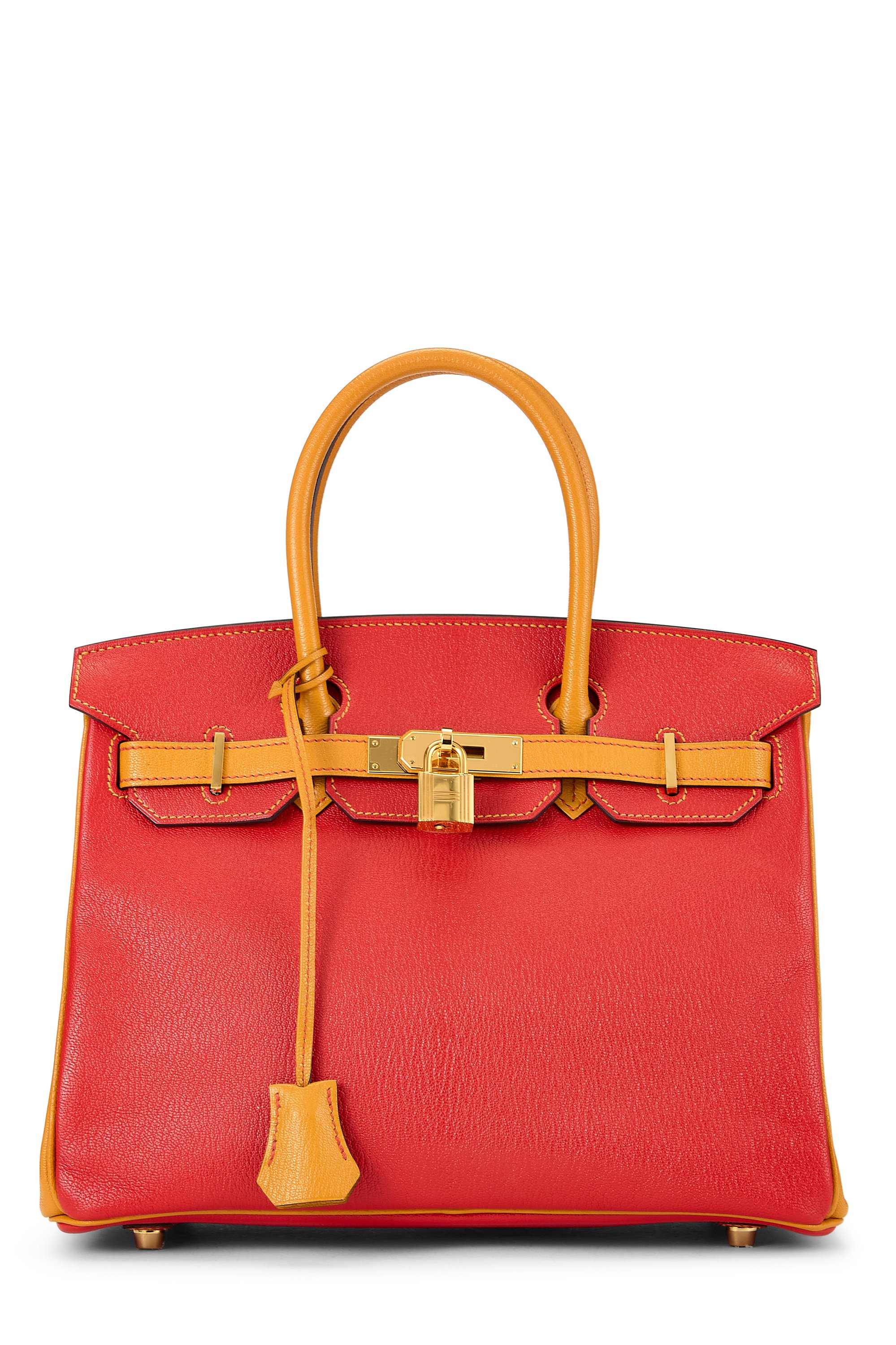 Hermes Rouge Tomate & Jaune d'Or Chevre Horseshoe Birkin 30