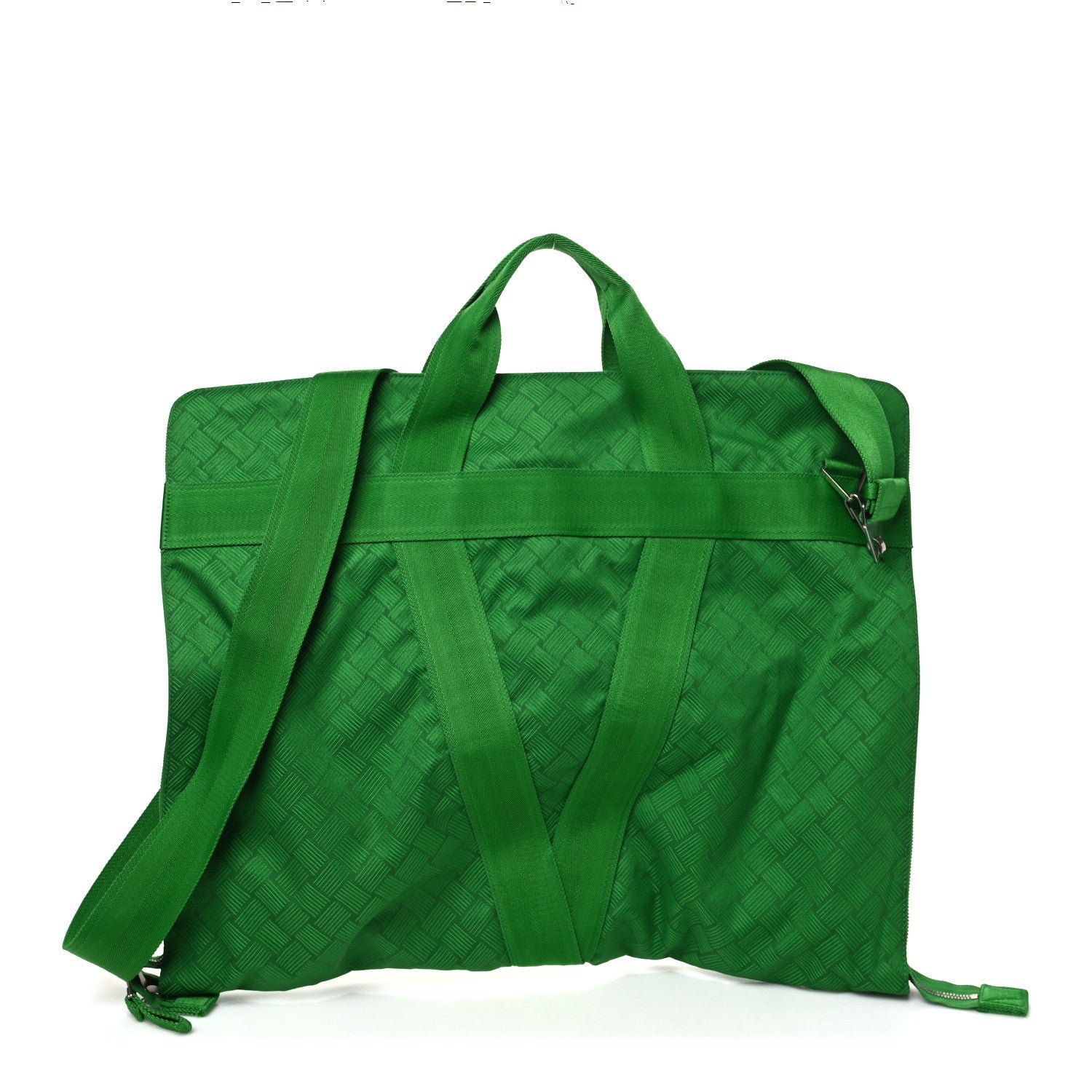 Bottega Veneta Econyl Jacquard Nylon Woven Pattern Garment Bag Green