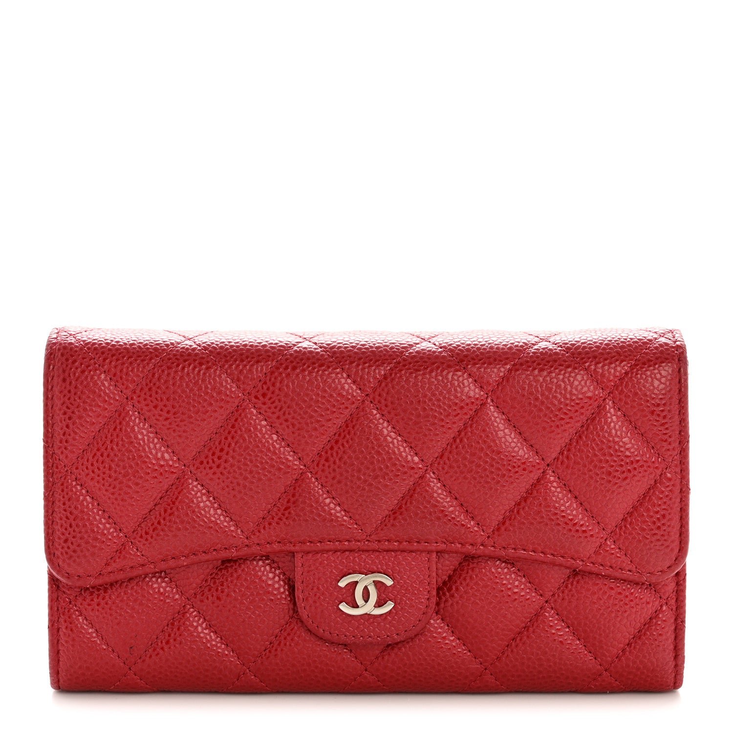 Chanel Caviar Quilted Large Flap Wallet Red