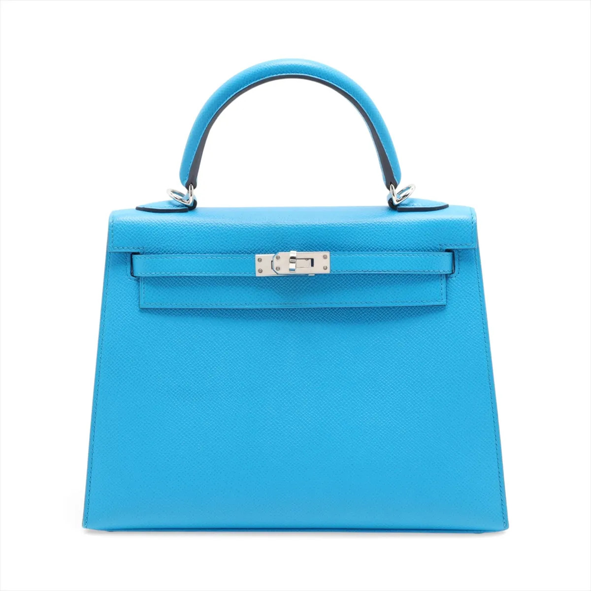 Hermès Kelly 25 Serie Veau Epsom Blue Frida Silver Metal Fittings