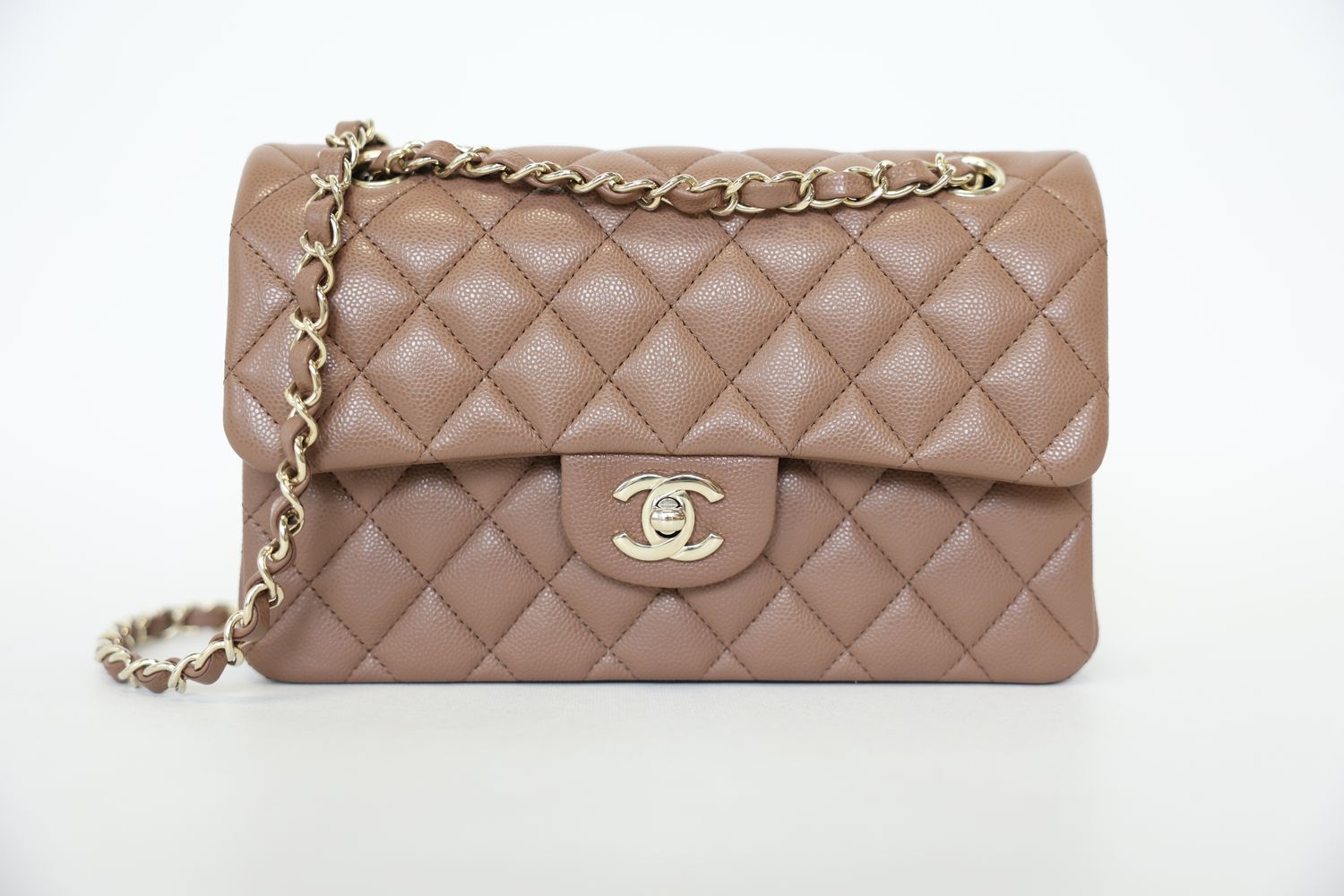 Chanel Classic Small Bag, Brown Quilted Caviar and Gold Hardware, New in Dustbag WA001