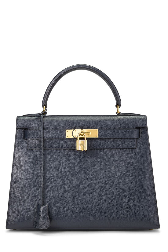 Hermes Blue Indigo Courchevel Kelly Sellier 28