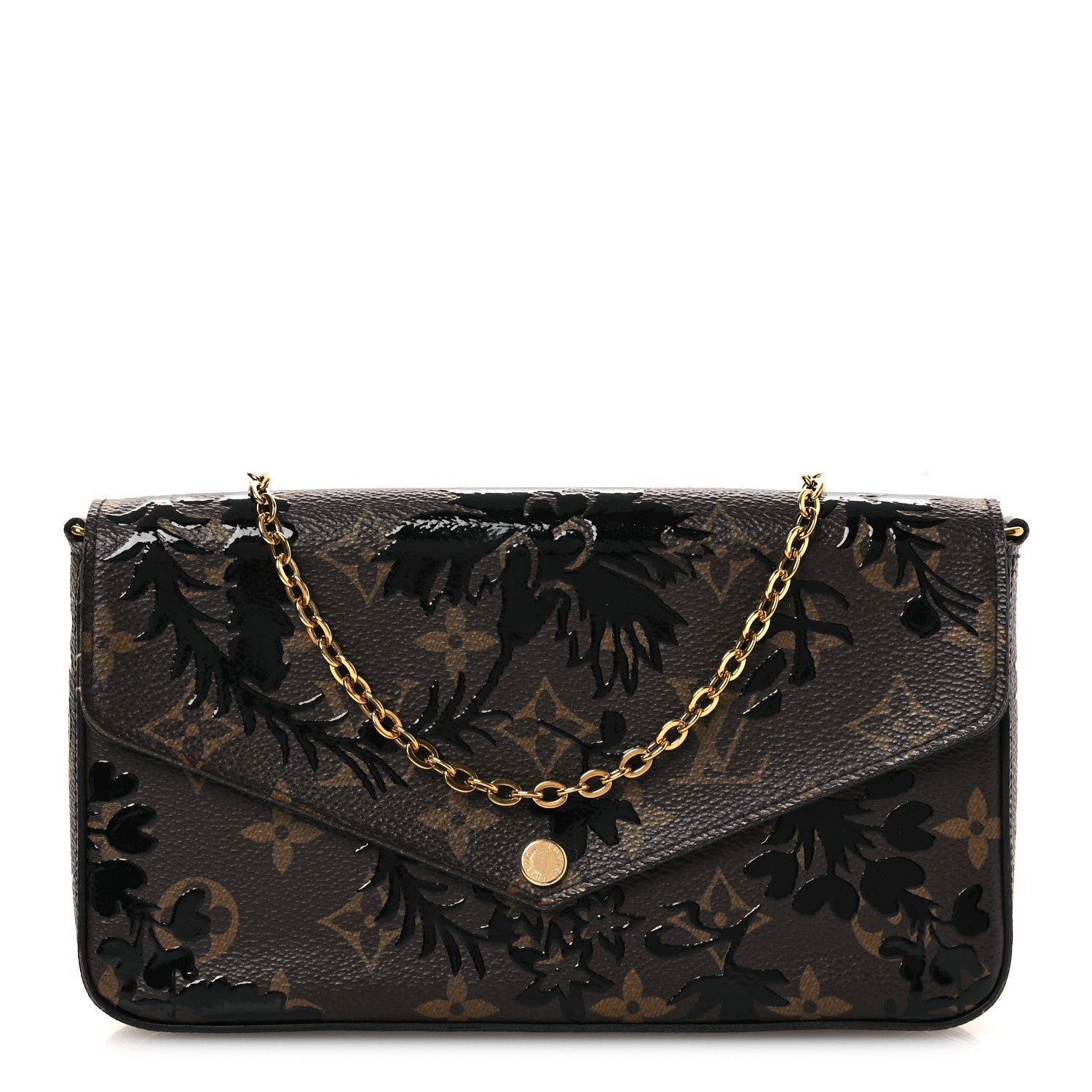 Louis Vuitton Monogram Blossom Pochette Felicie Chain Wallet Black