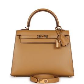 Hermes Hermes Kelly Sellier 25 Poussière Tadelakt Gold Hardware