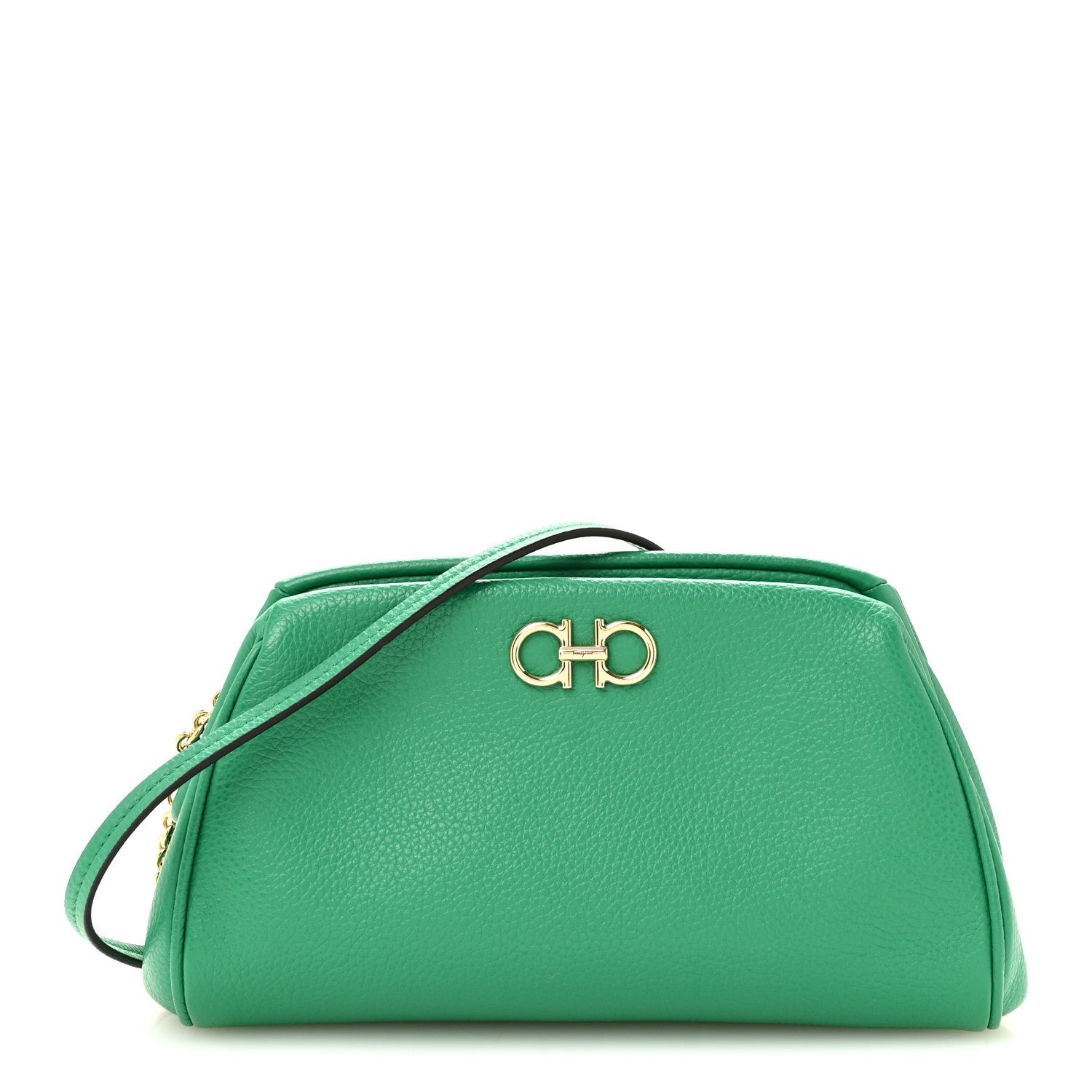 Salvatore Ferragamo Eram Calfskin Gancini Mini Clutch Smeraldo
