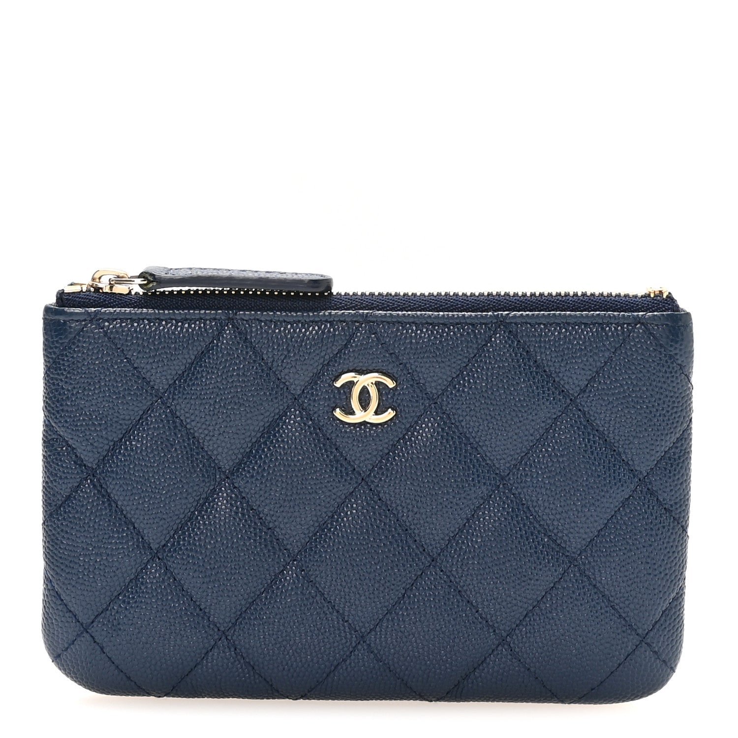 Chanel Caviar Quilted Small Cosmetic Case Navy Blue