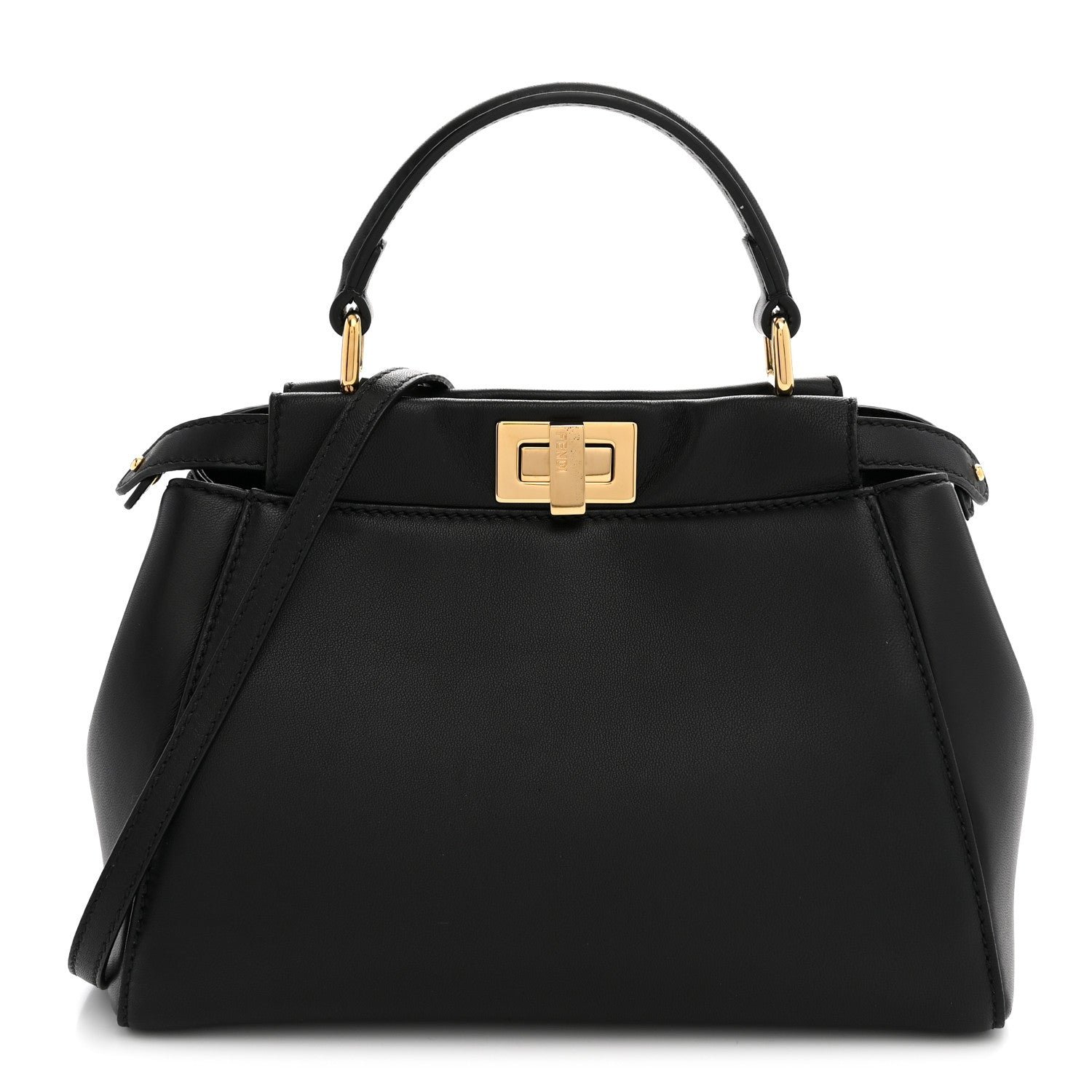 Fendi Nappa Mini Peekaboo Iconic Satchel Black