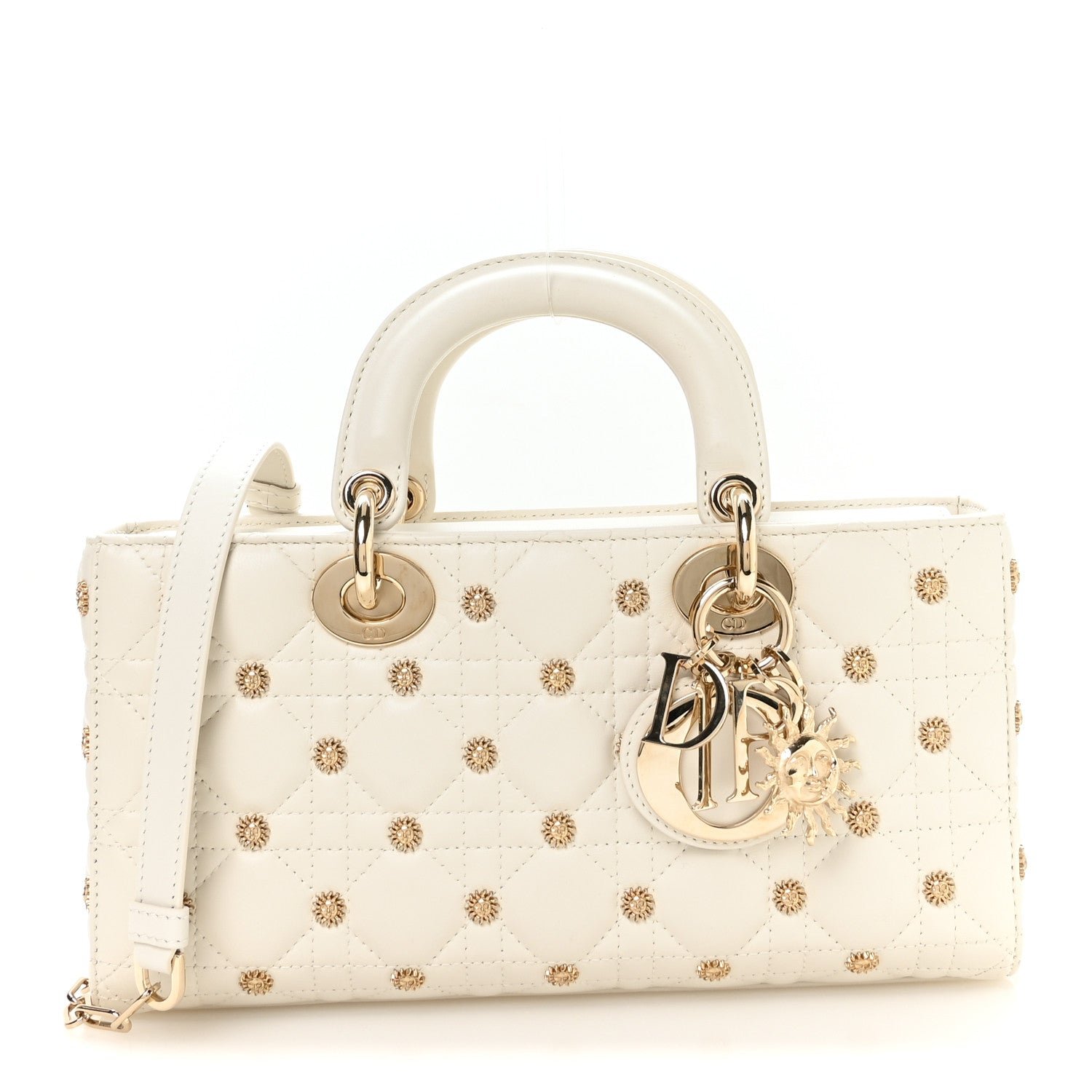 Christian Dior Lambskin Butterfly Cannage Lady D-Joy White